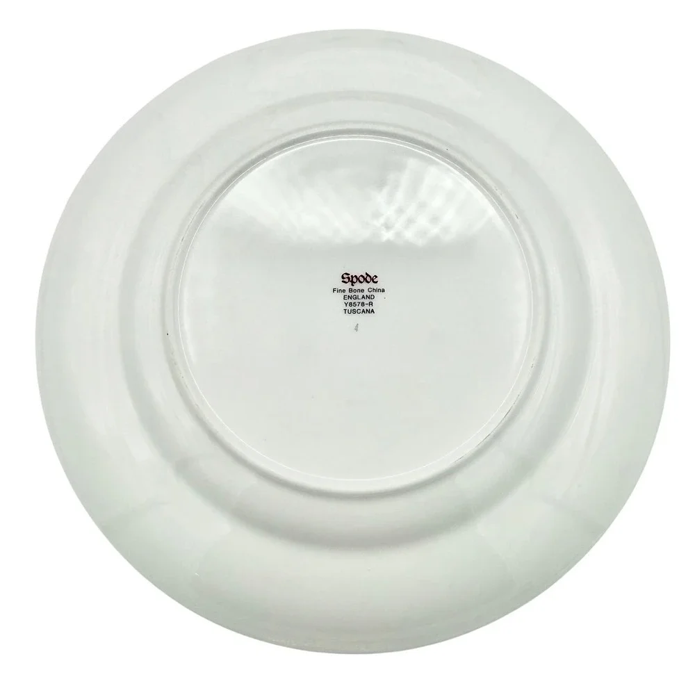 Vtg Spode Tuscana Salad Plates Set of 8 Green Gold Bone China Y8578-R England EX